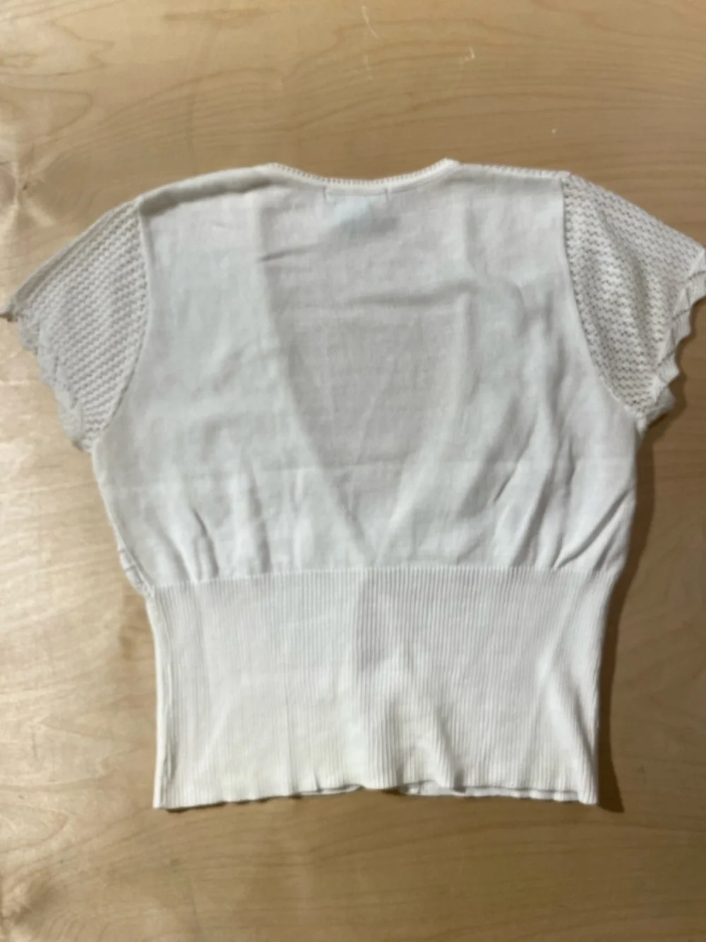 NY Collection White Cropped Knit Cardigan Large (RE) - Picture 5 of 6